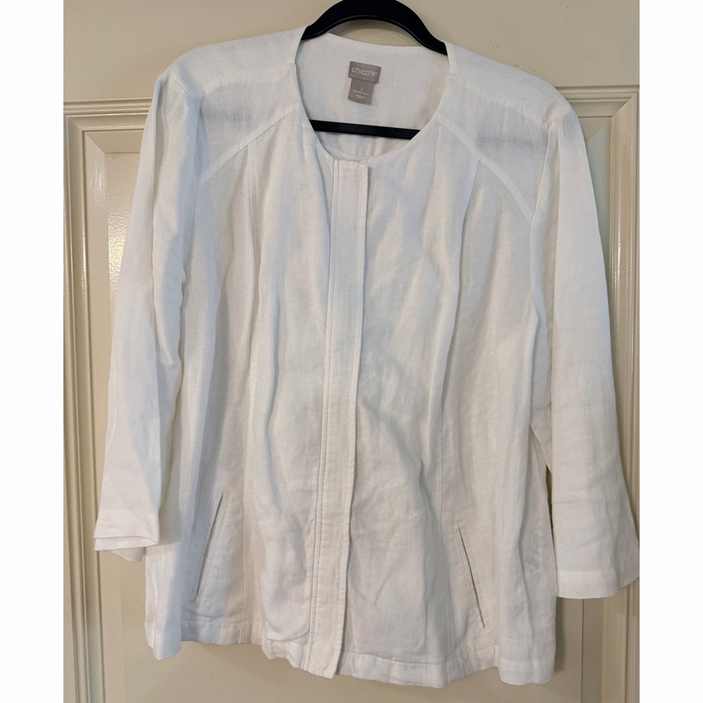 Chico's White Lightweight Linen Jacket